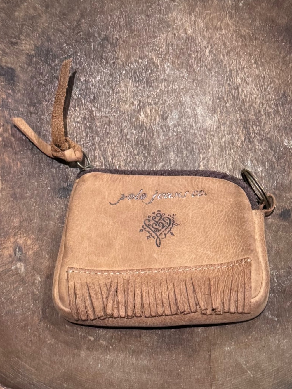 Vintage Y2K Polo Jeans Co Ralph Lauren Leather Fringe Coin Purse Keychain